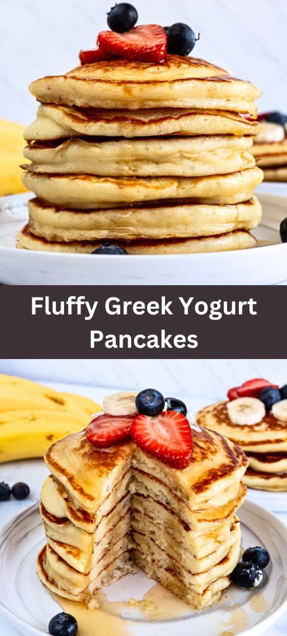 Fluffy Greek Yogurt Pancakes - Yummy and fully