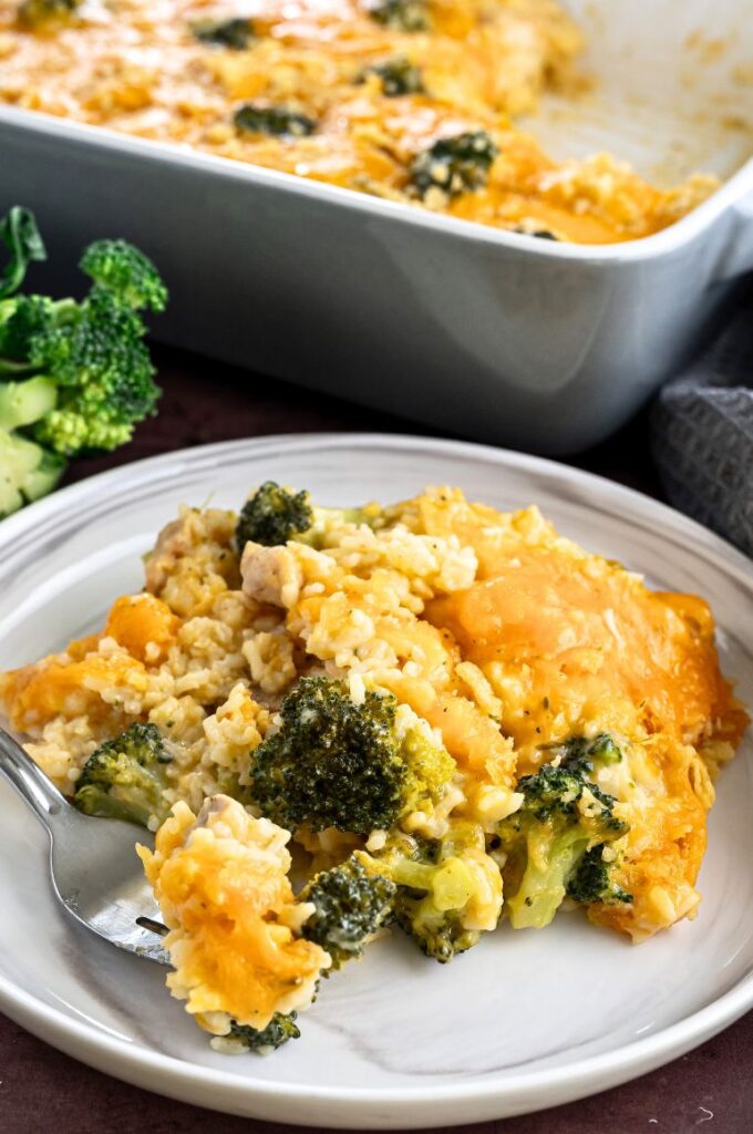 Quick Prep Cheesy Chicken Broccoli Rice Bake - Yummy and fully